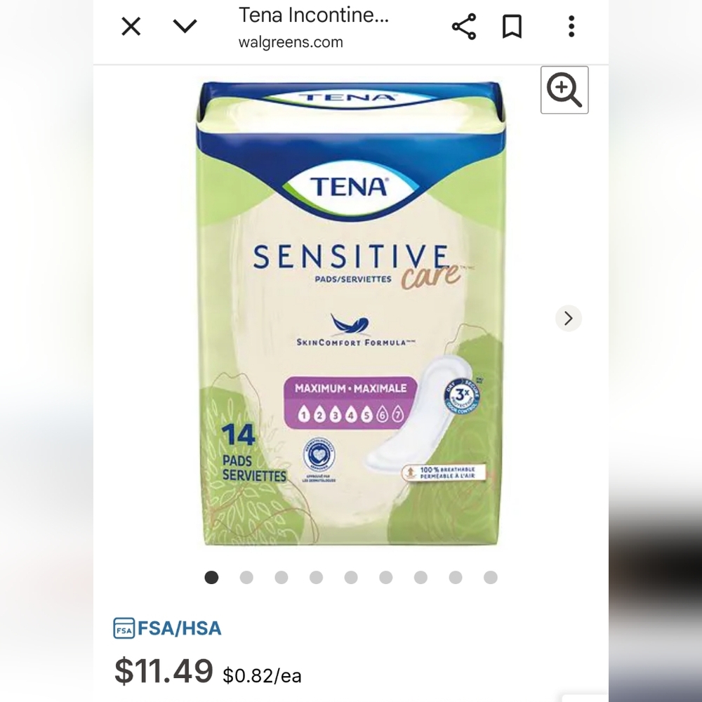 Tena Incontinence/Bladder Control Pads Maximum Absorbency 14 Count - Picture 2 of 8